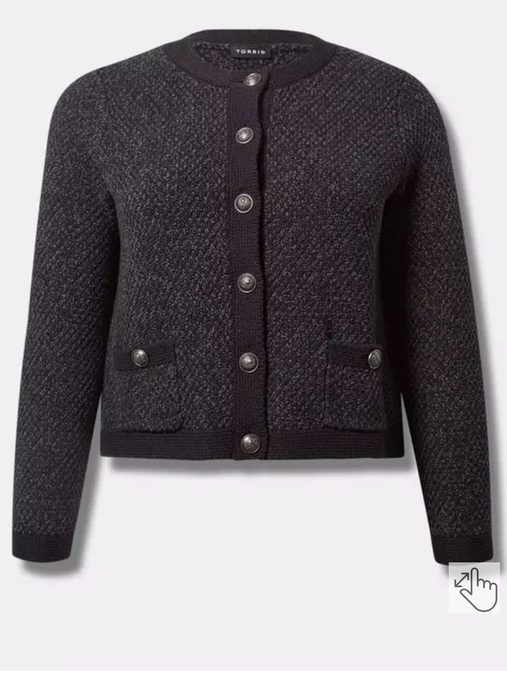 torrid Black Textured Knit Button Cardigan
